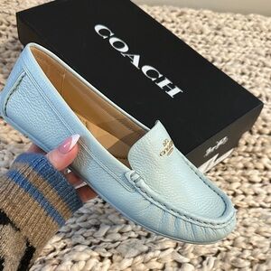Coach Marley Sky Blue Leather Slip-Ons size 7.5 NIB